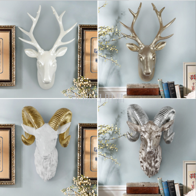 European-Style Creative Three-Dimensional Animal Head Deer Head Wall Hanging Living Room Wall Decoration Resin Crafts