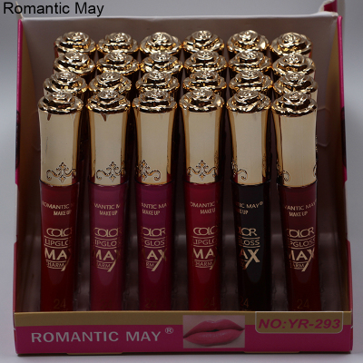 Romantic May Factory Direct Sales Gold Cover Colorful Multi-Color Liquid Lipstick 24-Hour Waterproof Non-Makeup Lip Gloss
