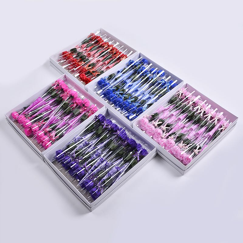 母亲节礼品带钻蝴蝶结单支康乃馨香皂花仿真花送妈妈教师节