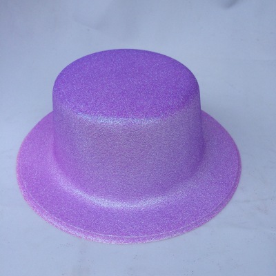 Manufacturer direct selling PVC fluorescent gold powder flat top hat children's toys festival birthday supplies.