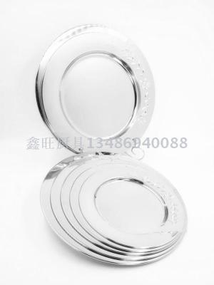 Stainless steel plate round and thick hotel supplies creative new western tray tray.