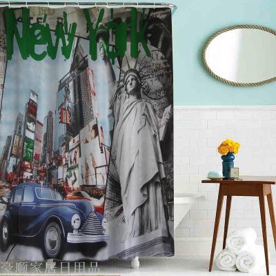 90gsm Polyester Fabrics New Full Printing City Style Door Width 180 * 180cm Shower Curtain