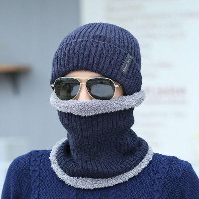 Factory Wholesale Winter Korean Style Striped Men's Wool Knitted Hat Fleece-Lined Earflaps Warm Hat