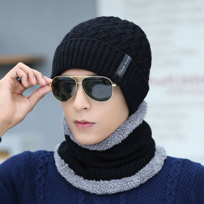 Hat Men's Winter Korean Style Fashion Woolen Hat Men's Thickened Warm Outdoor Winter Knitted Hat Men's Earflaps Head-Wrapping Hat