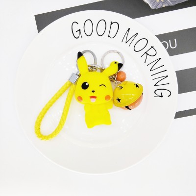 Cartoon bell Pikachu doll pendant hang decoration key chain quality man bag fashion woman bag jewelry