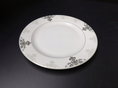 Daily ceramic bone porcelain plate tableware 10.5 inch round flat relief gold/platinum