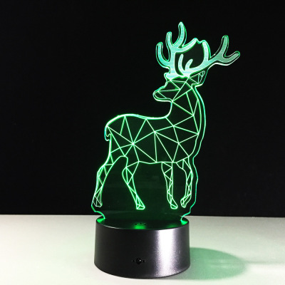 3D creative visual lamp elk deer small night light Christmas gift wholesale and retail creative lamp