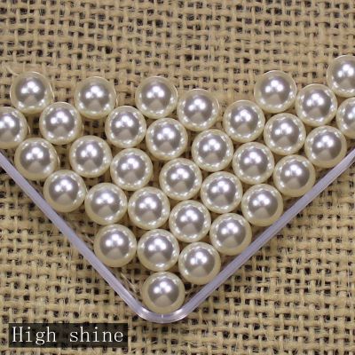 High light Ivory No Hole Round Pearls Imitation Pearls Craft Art Diy Beads Nail Art Decoration