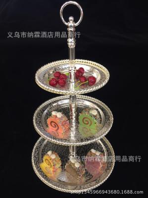 Three-tier cake rack palace silver cake tray dessert table wedding cake rack.