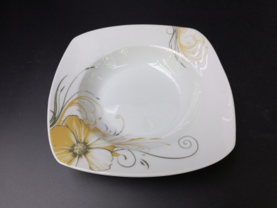 Daily ceramic high temperature porcelain dish ware 9 inches square flat side tang jinhua