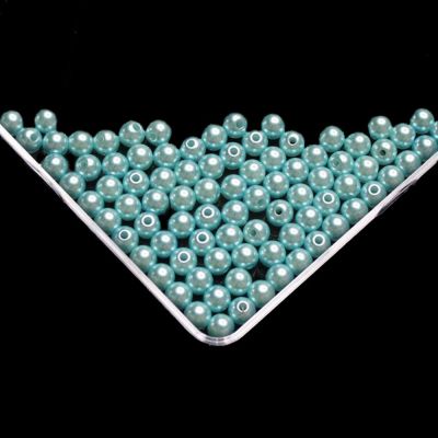 Aquamarine Imitation Pearl Beads For Jewelry Making Resin Round Imitation Pearl Beads With Hole  Many Sizes