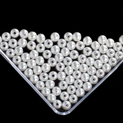 White Imitation Pearl Beads For Jewelry Making Resin Round Imitation Pearl Beads With Hole 100g/bag Many Sizes