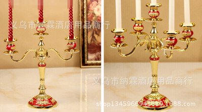 Three - head alloy candlestick wholesale European decoration gift hotel KTV household.