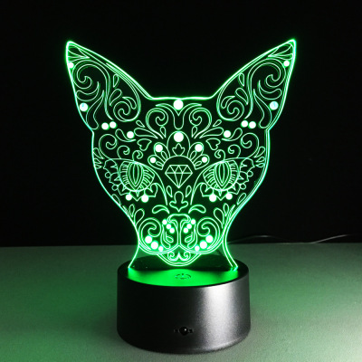 2018 foreign trade new cat head 3D light 7 color touch control LED visual night light gift atmosphere lamp 114.