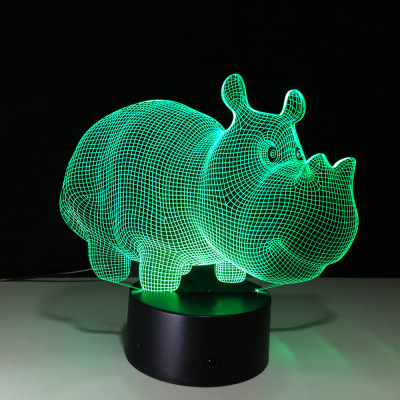 Rhinoceros 3D light 7 color remote touch Bluetooth Music led lamp creative product night light