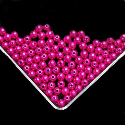 Rose Imitation Pearl Beads For Jewelry Making Resin Round Imitation Pearl Beads With Hole  Many Sizes