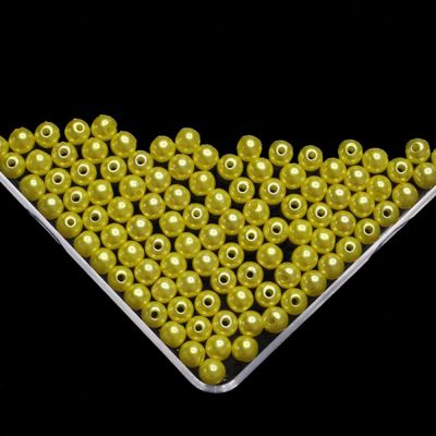 Citrine Imitation Pearl Beads For Jewelry Making Resin Round Imitation Pearl Beads With Hole  Many Sizes