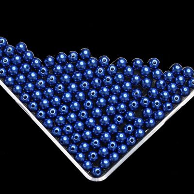 Blue Imitation Pearl Beads For Jewelry Making Resin Round Imitation Pearl Beads With Hole  Many Sizes