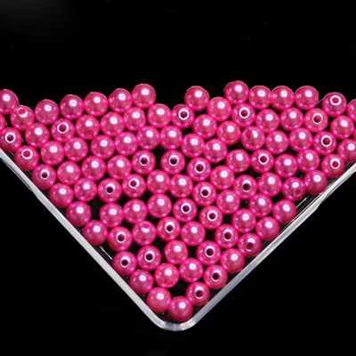 Light rose Imitation Pearl Beads For Jewelry Making Resin Round Imitation Pearl Beads With Hole  Many Sizes