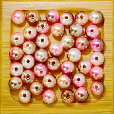 Light coffee Rainbow Imitation Pearl Beads For Jewelry Making Resin Round Imitation Pearl Beads With Hole  Many Sizes