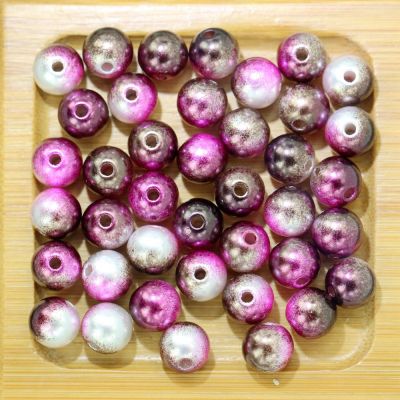 Dark coffee Rainbow Imitation Pearl Beads For Jewelry Making Resin Round Imitation Pearl Beads With Hole  Many Sizes