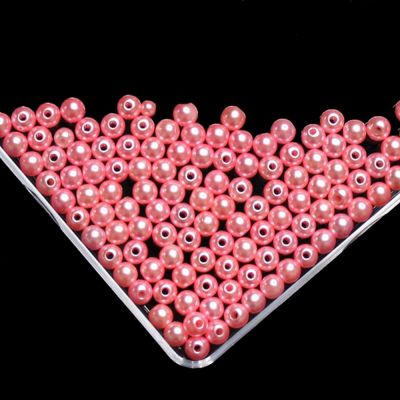 Pink Imitation Pearl Beads For Jewelry Making Resin Round Imitation Pearl Beads With Hole  Many Sizes