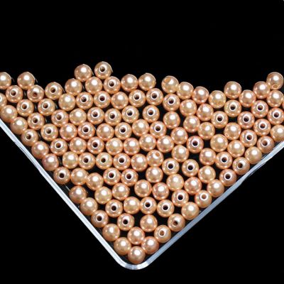 Champagne Imitation Pearl Beads For Jewelry Making Resin Round Imitation Pearl Beads With Hole  Many Sizes