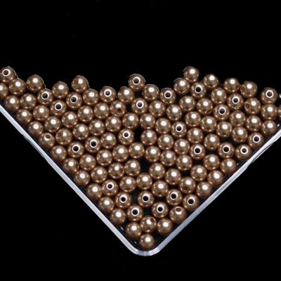 Light coffee Imitation Pearl Beads For Jewelry Making Resin Round Imitation Pearl Beads With Hole  Many Sizes