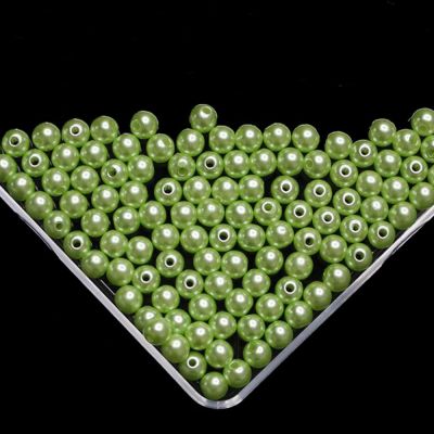 Light green Imitation Pearl Beads For Jewelry Making Resin Round Imitation Pearl Beads With Hole  Many Sizes