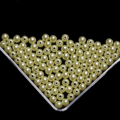 Light yellow Imitation Pearl Beads For Jewelry Making Resin Round Imitation Pearl Beads With Hole  Many Sizes