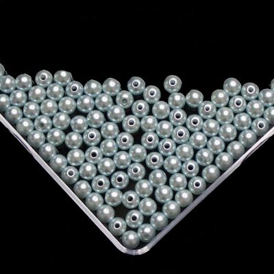Light blue Imitation Pearl Beads For Jewelry Making Resin Round Imitation Pearl Beads With Hole  Many Sizes