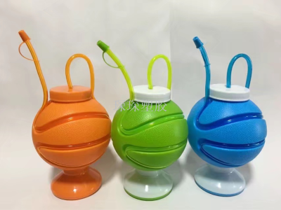 Children's straw cup shaped cup basketball cup water cup shaped straw.