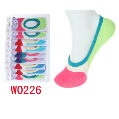 Rich socks combed cotton socks ladies super invisible socks pure color candy color