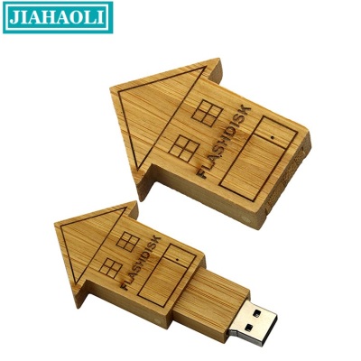Jhl-up008 new bamboo wooden house U disk 8GB customized creative exhibition gift turning environmental protection U disk.