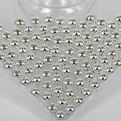 Silver Imitation Pearl Beads For Jewelry Making Resin Round Imitation Pearl Beads With Hole  Many Sizes