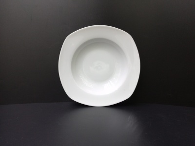Ceramic high - temperature porcelain white tube 9 - inch square edge soup plate.