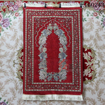 In Stock Wholesale Chenille Flowers Print Muslim Prayer Mat Worship Blanket Factory Customized Processing