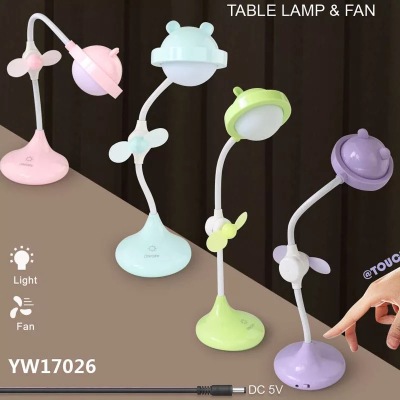 New lamp and fan USB charging desk lamp fan students learn book lamp manufacturers direct sales.