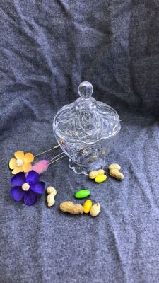 Crystal glass candy jar transparent with lid storage tank fruit bowl, bowl of sugar jar, cigar box.