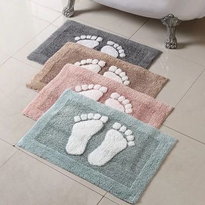 Full cotton suction footprint indoor floor mat can be washed 50x80.