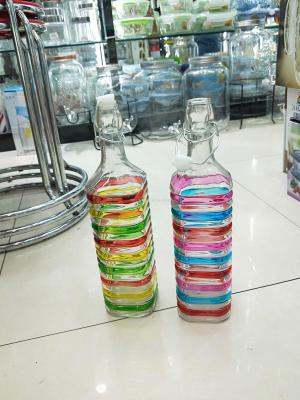glass jar oil pot with color 