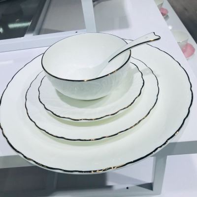 Bone China set embossed gold leaf ceramic hotel supplies