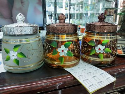 glass jar with flower kitchenware storage tank 