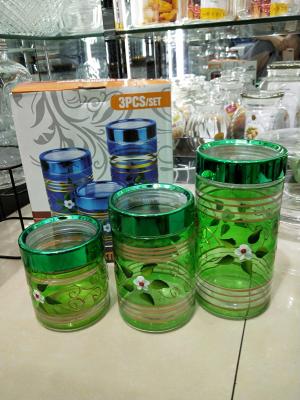 glass jar with flower kitchenware storage tank 