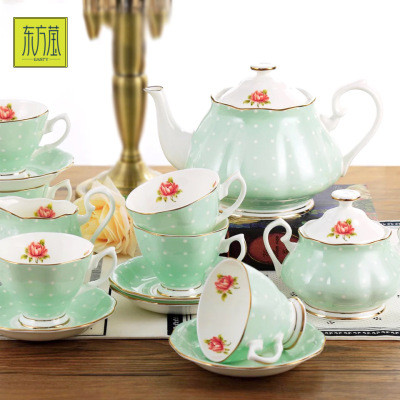 Oriental Ying Bone China Coffee Set Full Flower Ceramic Cup Dish Full Paste Coffee Cup and Saucer Ceramic British Style Afternoon Tea Teaware Set