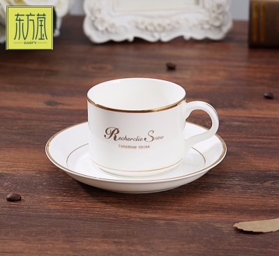 Ceramic Cup Dish Bone China Cup Bone Porcelain Coffee Cup and Saucer Ceramic Cup Business Gift Set Custom