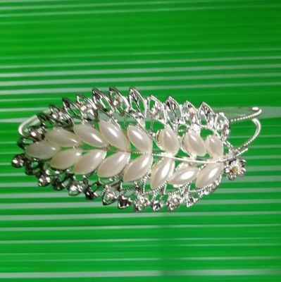 Headdress Bright Silver Pearl Rhinestone Headband Large Size Plate Non-Slip Hairpin