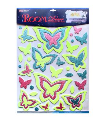Customized LOGO night light gold powder EVA series butterfly wall stickers 3D stereo stickers.
