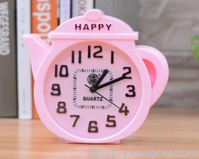 Korean Style Cute Creative Teapot Color Stereo Digital Alarm Clock Wholesale Company Gift Stationery