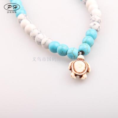 Natural stone beads small tortoise Pendant Necklace